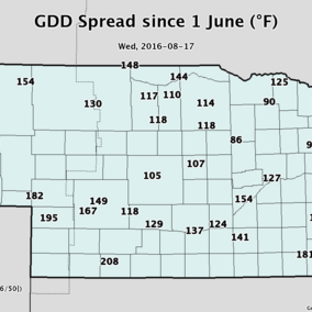 Number of degree day units over 86 