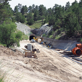 Efforts are ongoing to repair the tunnel section of the Goshen/Gering-Fort Laramie Irrigation canal that collapsed July 17. This photo was taken August 8.