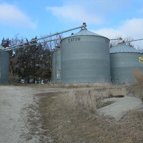 Grain bins on a farm