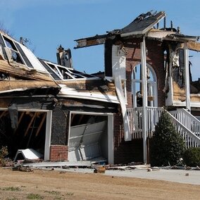 Home damaged by natural disaster