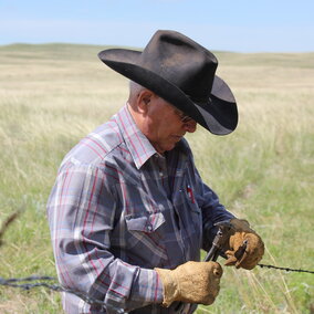 Man fixing fence