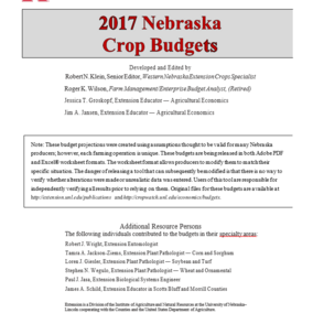 Cover of 2017 Nebraska Crop Budgets