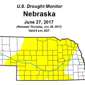 Drought monitor map for Nebraska for June 27, 2017