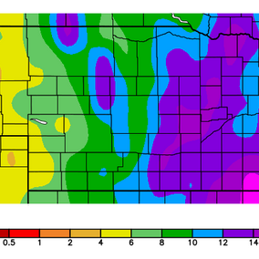 Nebraska map showing winter precipitation recharge.