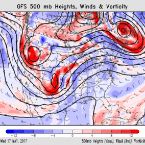 NOAA upper air pattern for May 17, 2017