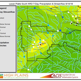 GIS Shapefile showing precipitation and streamflow in the Lower Platte South NRD