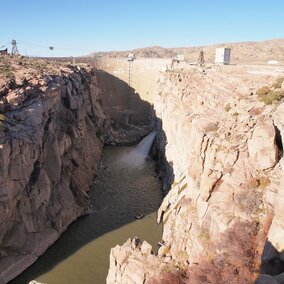 Water flowing at Pathfinder Dam