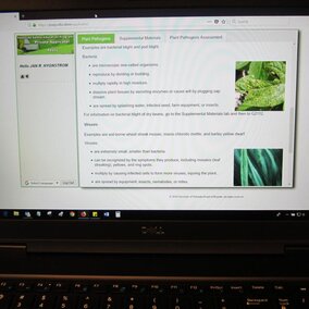 Online private pesticide applicator training module shown on a computer screen