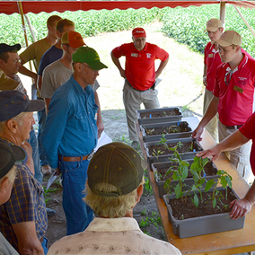 Participants and presenters at the 2015 Nebraska Soybean Management Field Day