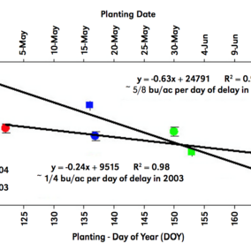 Chart showing estimated yields of various populations per planting date