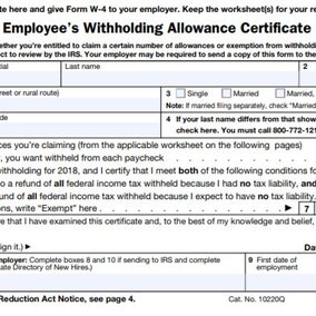 W4 tax withholding form