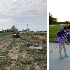 Figure 1. Yeyin Shi, new Nebraska Extension agricultural systems information specialist in the Department of Biological Systems Engineering, uses a hybrid drone with rotary wings for vertical takeoff as well as featues of fixed wing drone that allows for a gliding flight style.