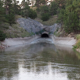 Water is flowing again at the tunnel entrance on the Gering-Fort Laramie and Goshen Irrigation Canal