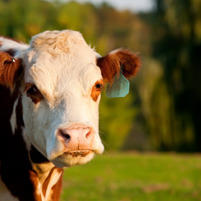 Hereford cow in pasture