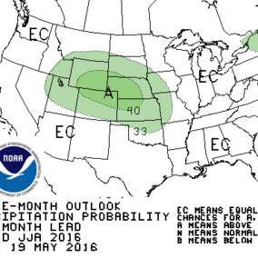 June to August CPC precipitation forecast