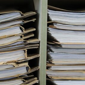 file folders on a shelf