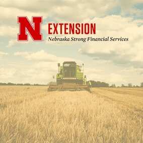 combine in a field with Nebraska Strong Financial Services logo