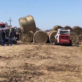 Donated hay bales accumulate at the Eastern Nebraska Research and Extension Center 