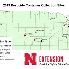 Map of 2019 pesticide container recycling sites