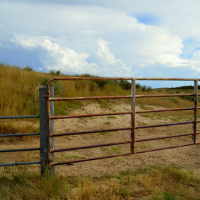 Gated fence on Nebraska pasture