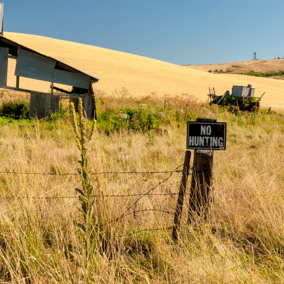 No hunting sign on farmland 