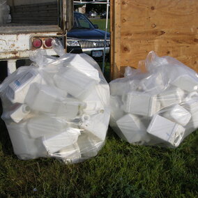 pesticide containers ready for recycling