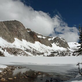 Snowpack on the Snowy Mountain Range that feeds the North Plate River system