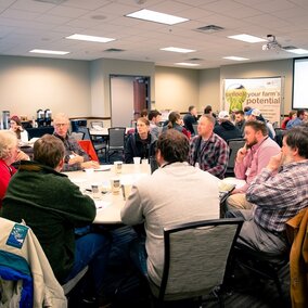 Farmers, Nebraska Extension educators, and NRCS employees at the NRCS-Nebraska Extension Soil Health Initiative Meeting held in York earlier this year. (Photo by Laura Thompson)