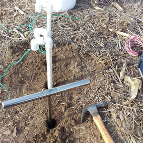 Soil moisture sensor only partially installed due to dry ground