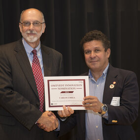 Ron  Yoder, IANR Interim Vice Chancellor of the Institute of Agriculture and Natural Resources, and Carlos Urrea, UNL dry bean breeding specialist at the Panhandle REC