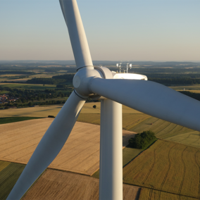 Wind turbine on farm