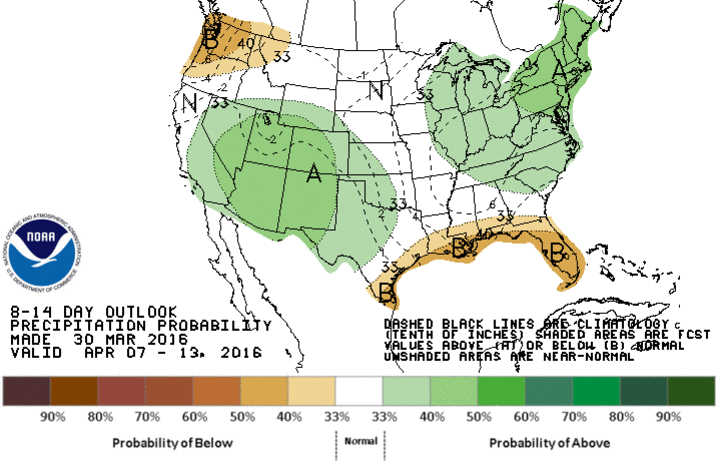 Precipitation probability for April 7-13