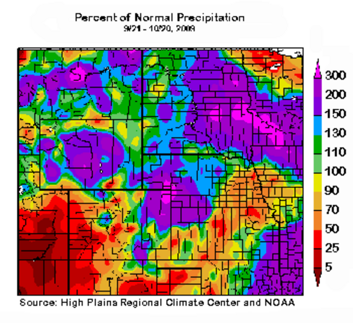 Map of Central Plains Precipitation Past 30 Days