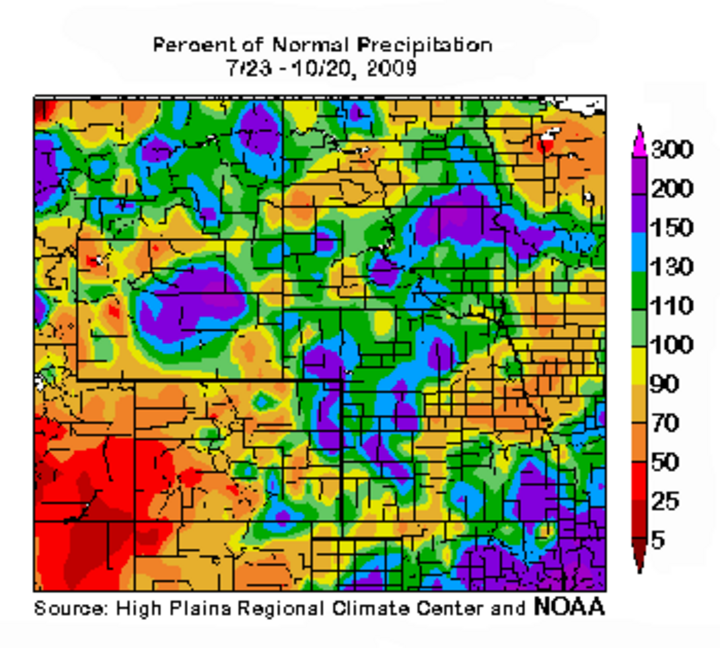 Map of the Central Plains 90-day Precipitation 