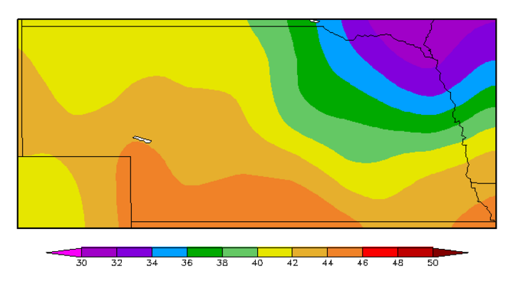 Nebraska map of soil temperatures