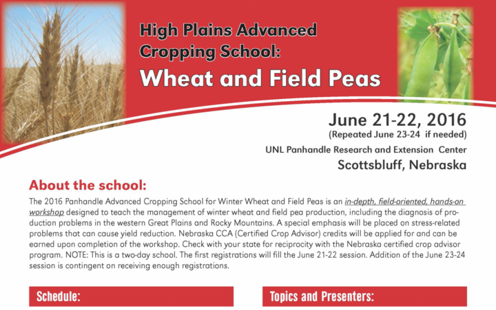 Brochure for Wheat and Field Pea Cropping School