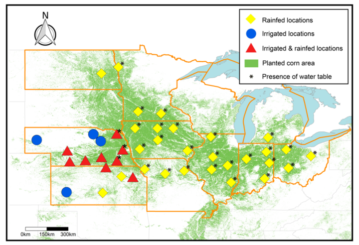 Map of Locations of forecasted sites during the 2020 crop growing season.