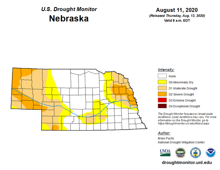 Current U.S. Drought Monitor Depiction for Nebraska