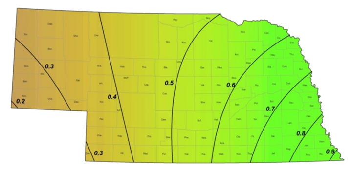 Map of average weekly precipitation in September