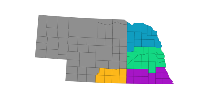 Map of Nebraska USDA Crop Reporting Districts