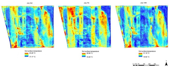 heat maps of spatial and temporal distribution of soil surface temperature 