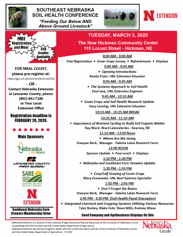 Southeast Nebraska Soil Health Conference agenda