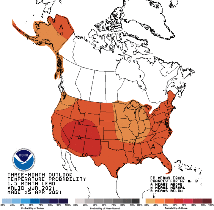 CPC June-August Temp Forecase