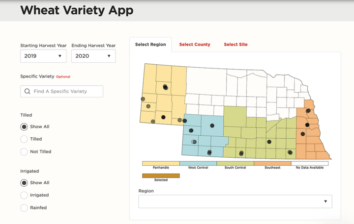 Wheat Variety App homepage