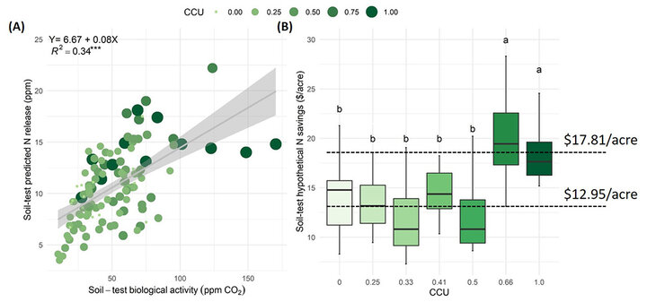 Graph of nitrogen savings with cover crops