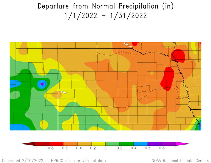 January precipitation departure map