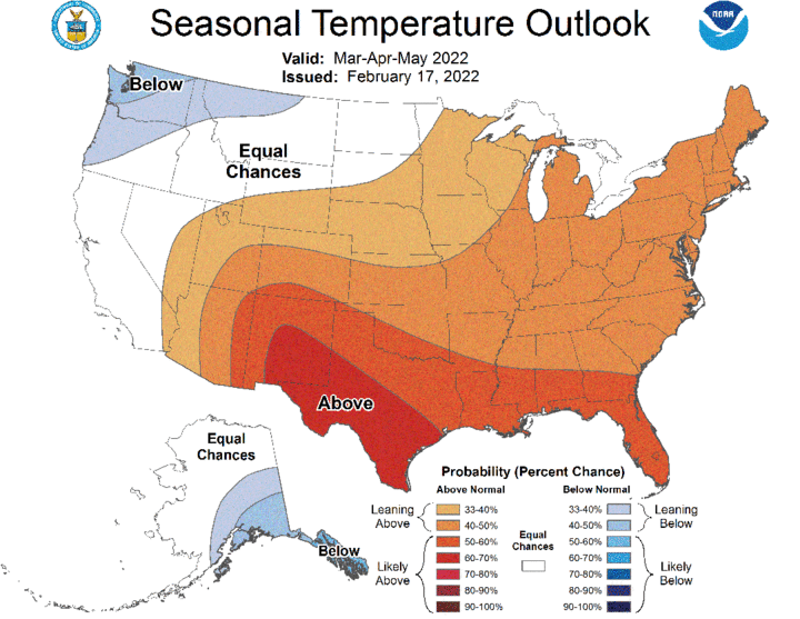 Three month temp outlook map