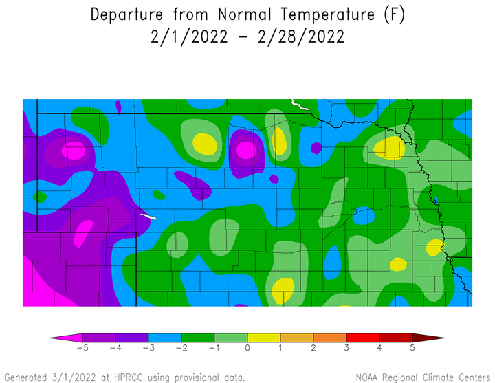 February temperature map