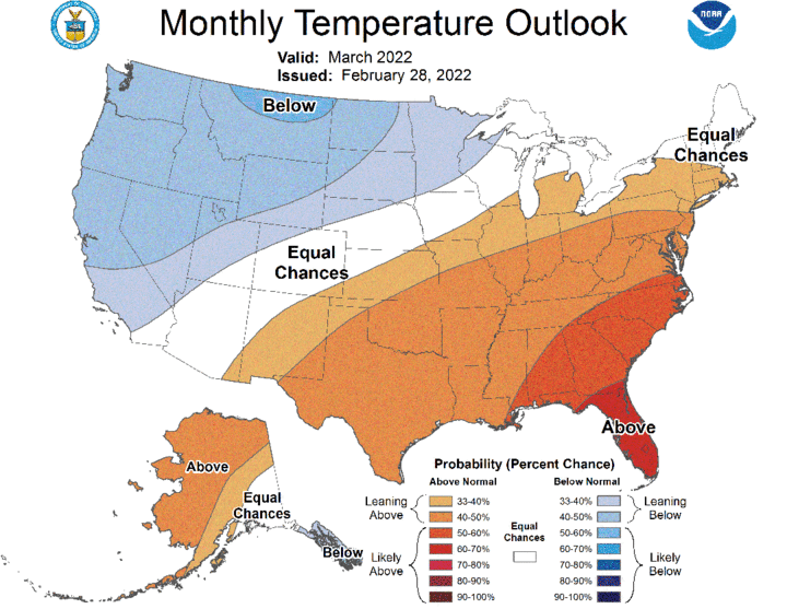 March temp outlook map