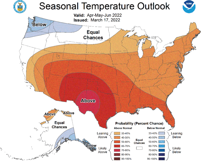 April-June temp outlook map